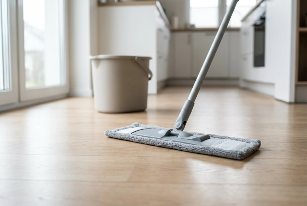 Lapos felmosó vödörrel a laminált padló és a járólap gyors tisztításához