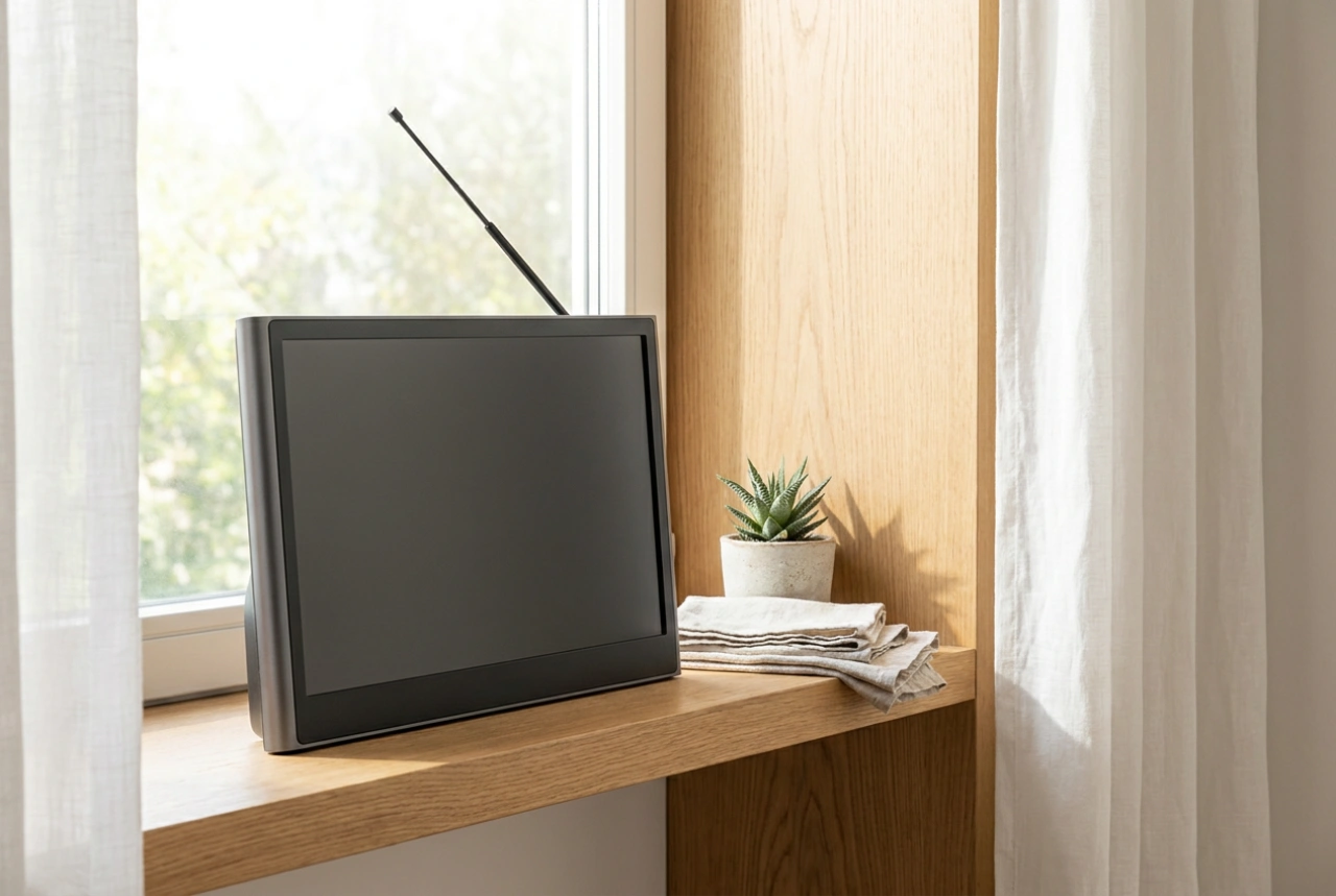 Hordozható televízió és antenna beállítása a stabil vétel érdekében