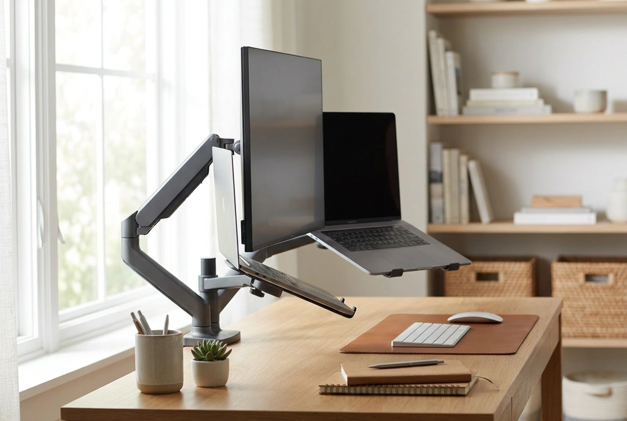 A monitor- és laptoptartó kar helyes beállítása az ergonomikus munkavégzésért
