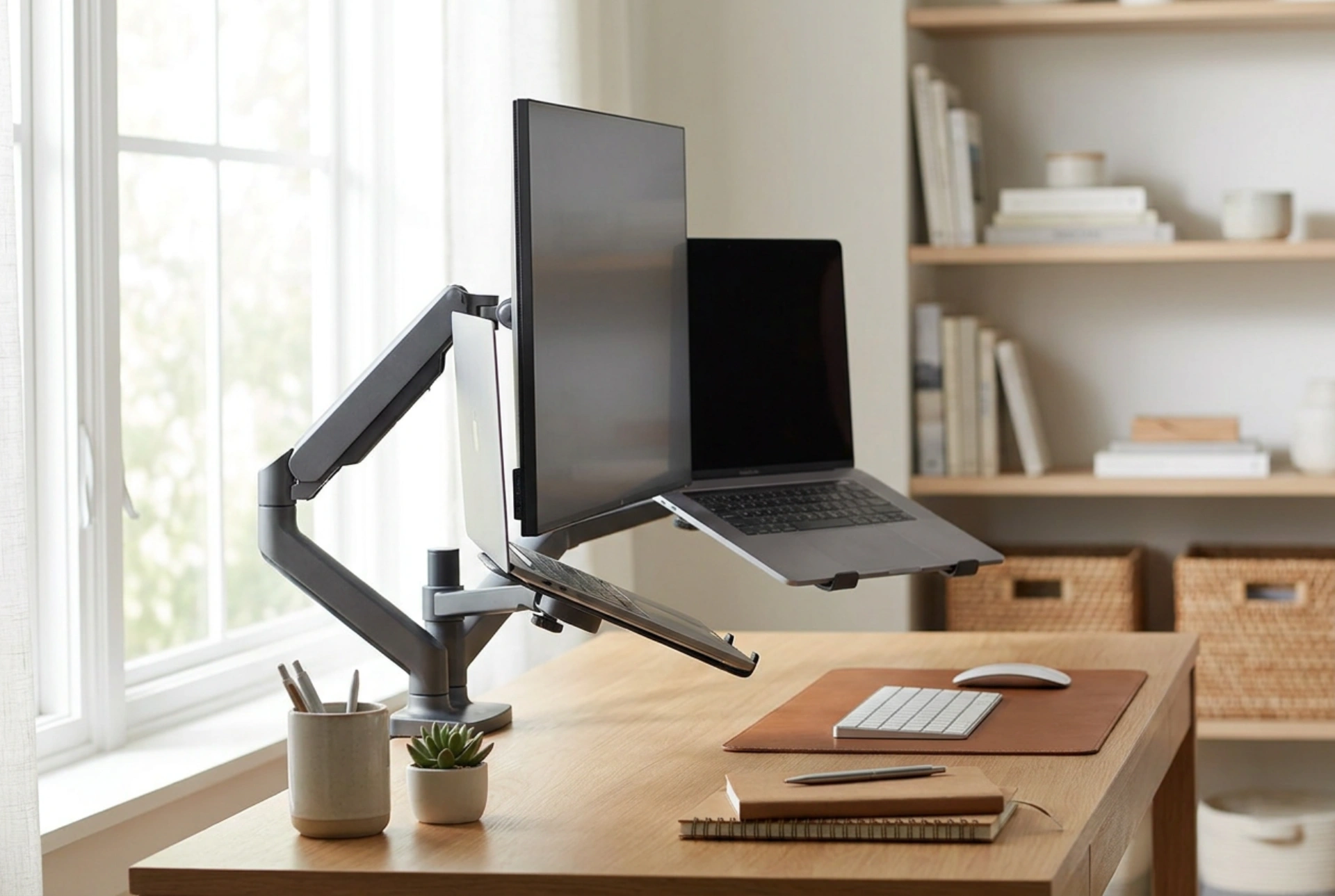 A monitor- és laptoptartó kar helyes beállítása az ergonomikus munkavégzésért